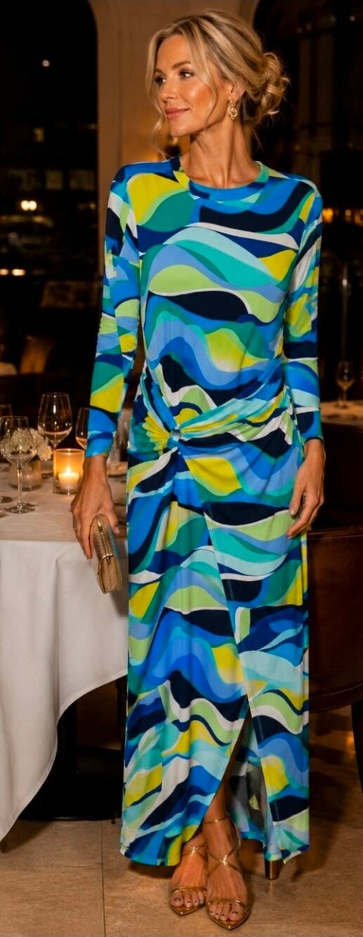 #215 MSRP $89 NWT LONDON STYLE ABSTRACT WAVE MIDI DRESS ♡SIZE 12♡